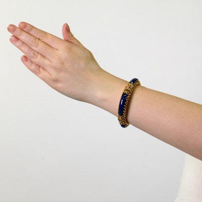 Lot 6 - Gold and Lapis Bangle Bracelet