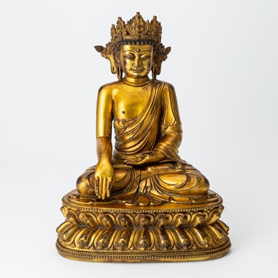 Lot 749 - A Tibetan Gilt Bronze Figure of Buddha