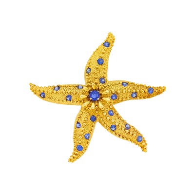 Lot Tiffany & Co., Schlumberger Gold and Sapphire Starfish Clip-Brooch