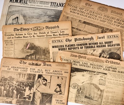 Lot 583 - Contemporary newspaper accounts relating to the sinking of Titanic