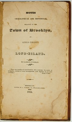 Lot 36 - Regarded as the first history of Brooklyn, published in 1824