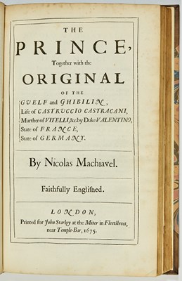 Lot 93 - The 1675 English translation of the works of Machiavelli