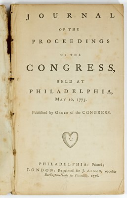 Lot 504 - The first English edition of the Journal of the Proceedings of the Congress