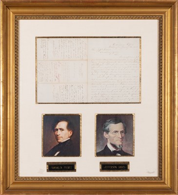 Lot 530 - A document initialed by President Pierce and signed by Jefferson Davis