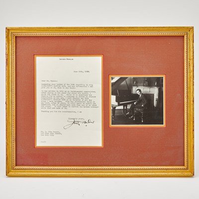 Lot 78 - A fine Irving Berlin letter about Alexander's Ragtime Band