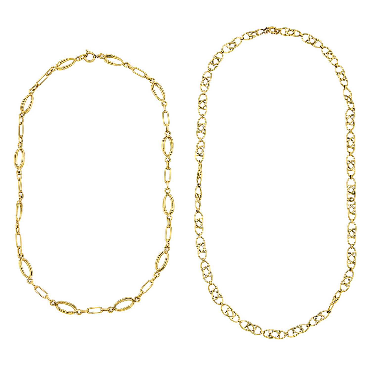 Lot 1011 - Two Gold Chain Necklaces