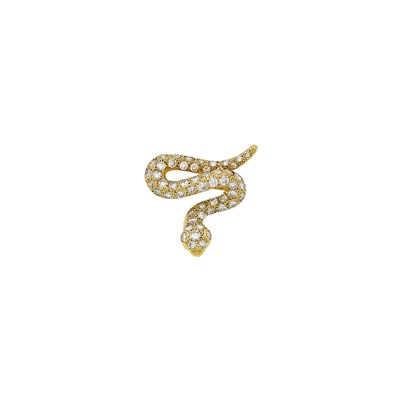 Lot 1006 - Gold and Diamond Serpent Pendant-Pin