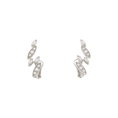 Lot 1108 - Pair of White Gold and Diamond Earrings