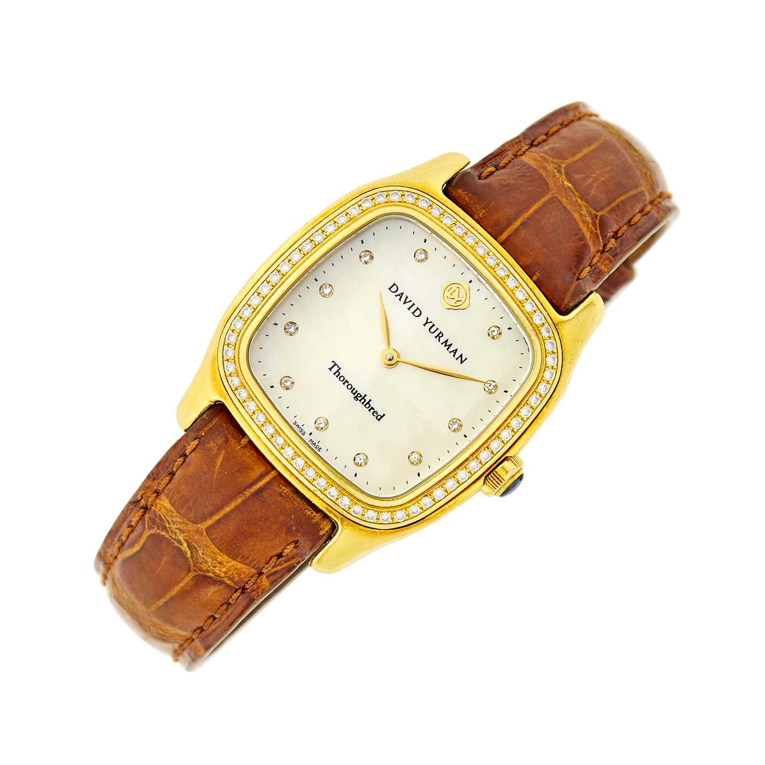 Lot 29 - David Yurman Gold, Mother-of-Pearl and Diamond 'Thoroughbred' Wristwatch, Ref. 1708/T303-S88