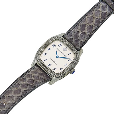 Lot 1093 - David Yurman Stainless Steel and Diamond 'Thoroughbred' Wristwatch