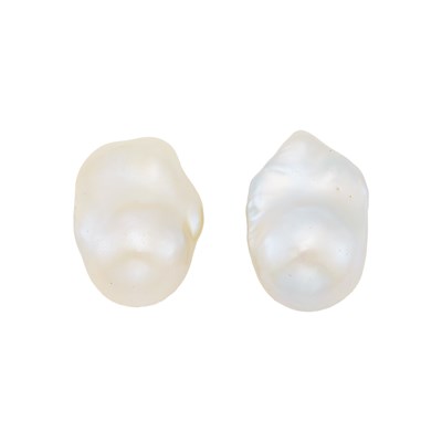 Lot 1218 - Yvel Pair of Gold and Freshwater Baroque Pearl Earclips