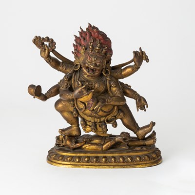 Lot 317 - A Large and Finely Cast Tibetan Gilt Bronze Figure of Mahakala