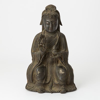 Lot 110 - A Chinese Bronze Seated Figure of a Daoist Deity