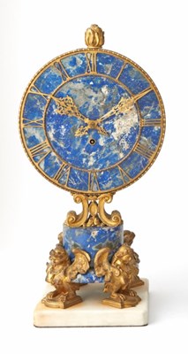 Lot 28 - E. F. Caldwell Lapis Lazuli and Gilt-Bronze Disc Form Clock