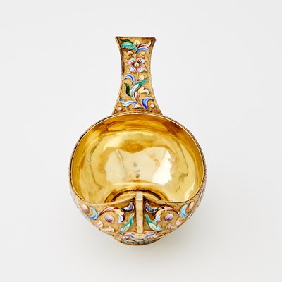 Lot 228 - Russian Style Silver-Gilt and Cloisonné Enamel Kovsh