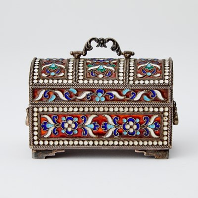 Lot 227 - Russian Style Silver-Gilt and Cloisonné Enamel Casket