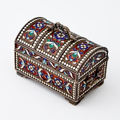 Lot 227 - Russian Style Silver-Gilt and Cloisonné Enamel Casket