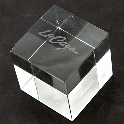 Lot 202 - Four Tiffany & Co. Etched Glass La Cage Aux Folles Paperweights