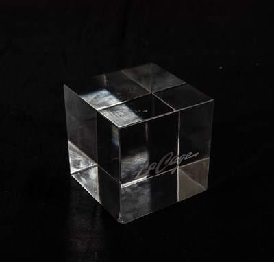 Lot 202 - Four Tiffany & Co. Etched Glass La Cage Aux Folles Paperweights