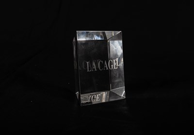 Lot 202 - Four Tiffany & Co. Etched Glass La Cage Aux Folles Paperweights