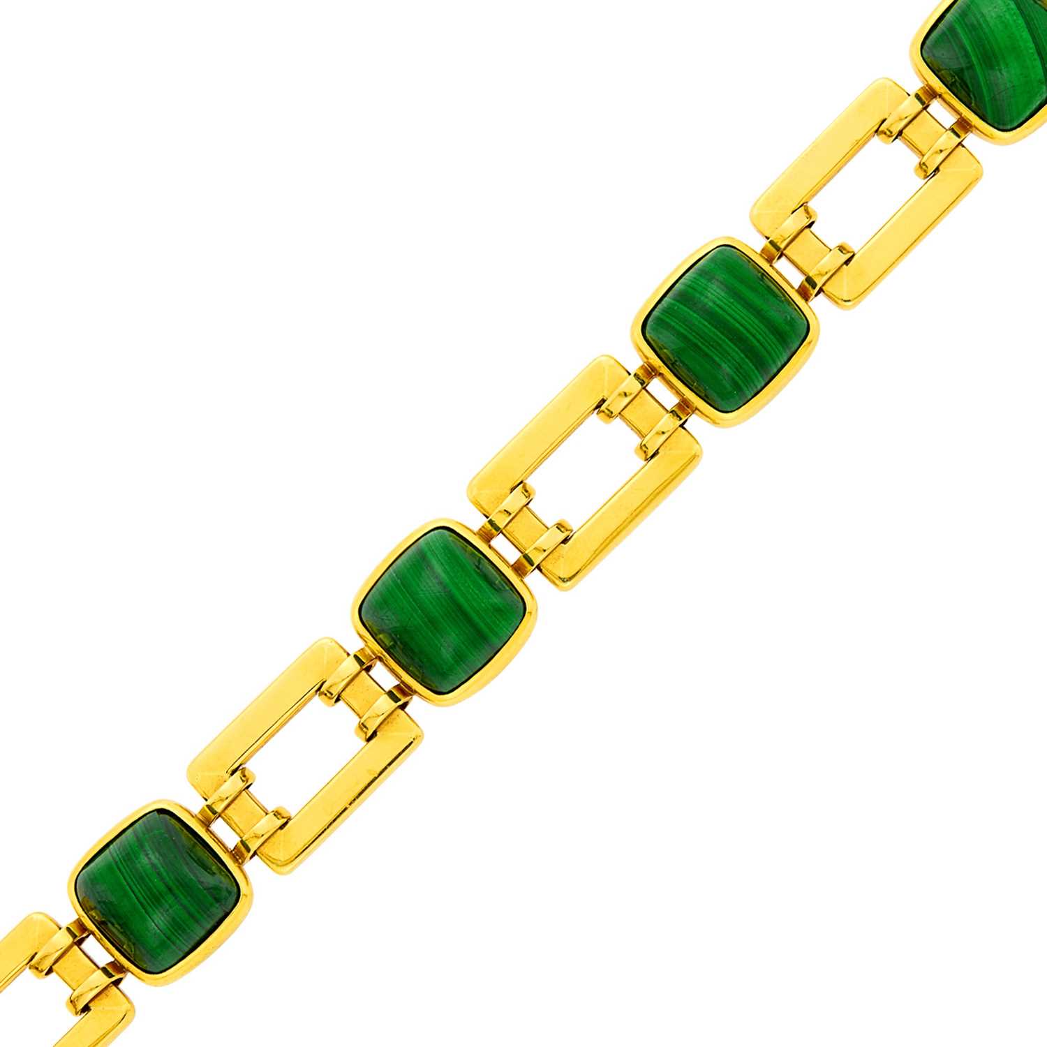 Lot 107 - Gold and Malachite Link Bracelet