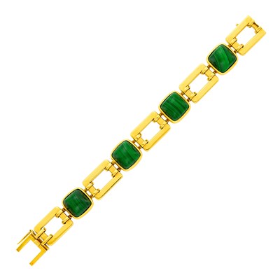 Lot 107 - Gold and Malachite Link Bracelet