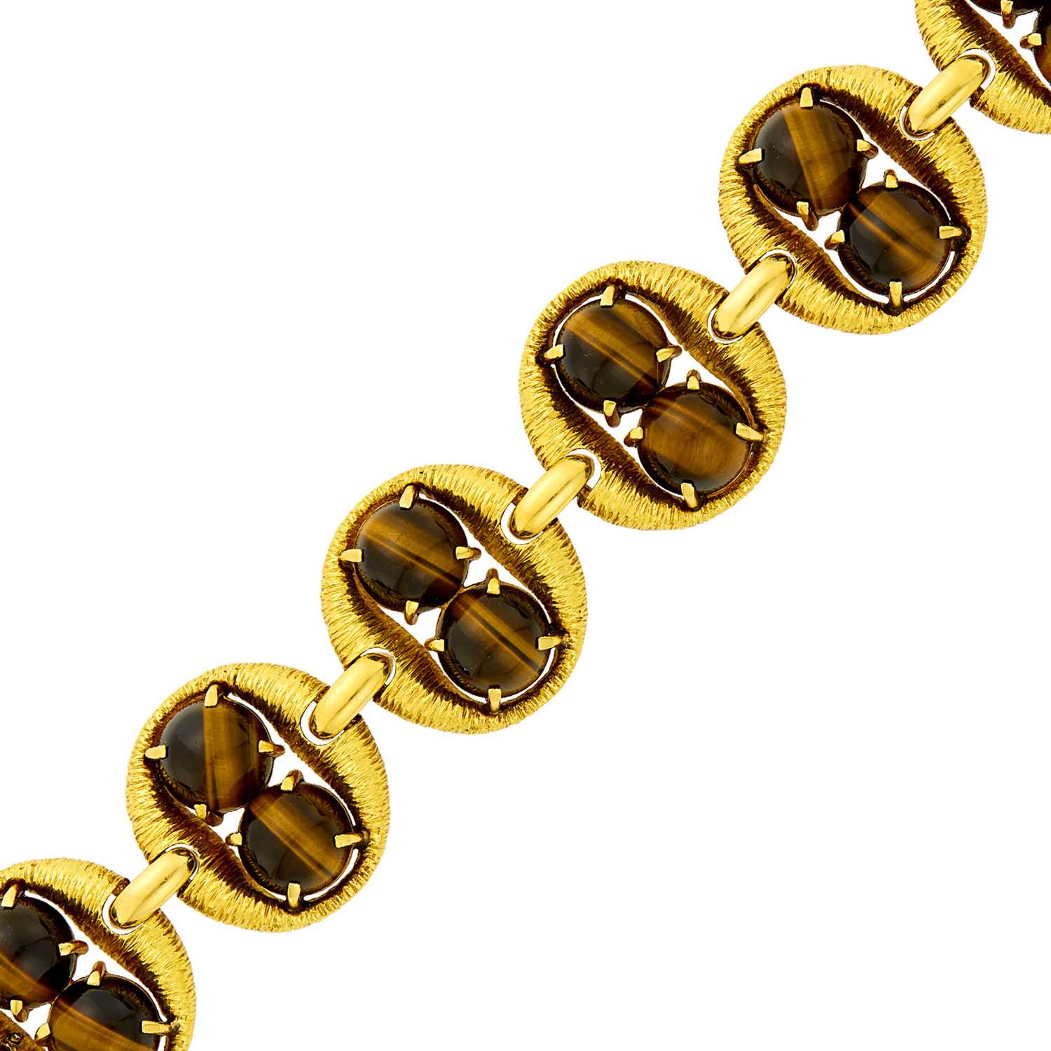 Lot 65 - Gold and Tiger's Eye Link Bracelet