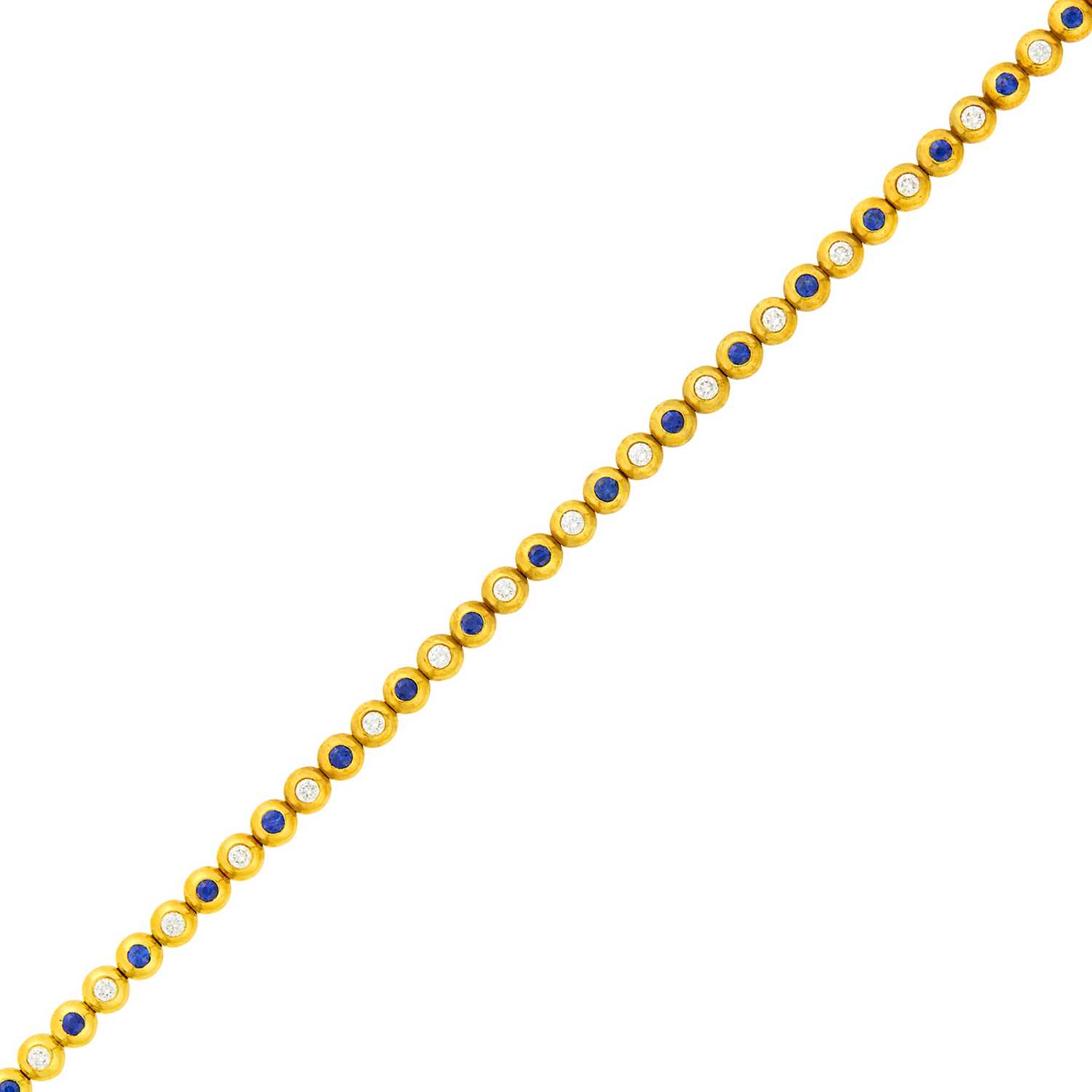 Lot 155 - Tiffany & Co. Gold, Sapphire and Diamond Bracelet