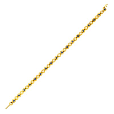 Lot 155 - Tiffany & Co. Gold, Sapphire and Diamond Bracelet