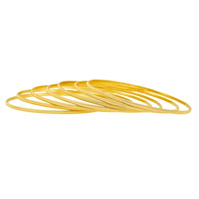 Lot 1251 - Seven Gold Bangle Bracelets