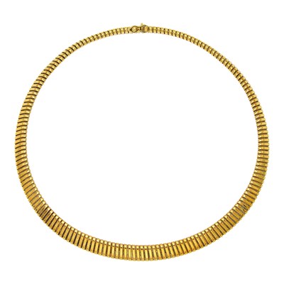 Lot 1055 - Gold Tubogas Link Necklace