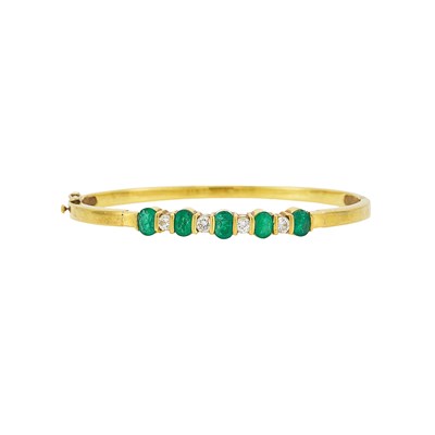 Lot 1038 - Gold, Emerald and Diamond Bracelet