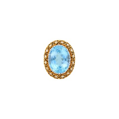 Lot 1124 - Buccellati Two-Color Gold, Aquamarine and Diamond Ring