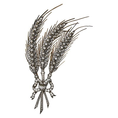 Lot 1053 - Georgian Silver, Gold and Diamond Wheat Sheaf Brooch