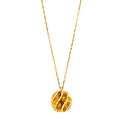 Lot 1150 - Cartier Gold and Diamond 'Nouvelle Vague' Pendant with Chain Necklace