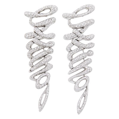 Lot 1072 - Pair of White Gold and Diamond 'Earrings' Earclips