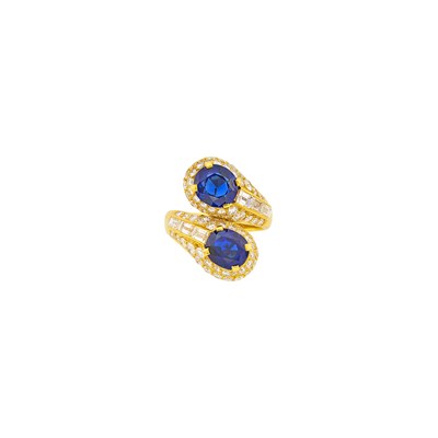 Lot 28 - Bulgari Gold, Sapphire and Diamond Bypass Ring