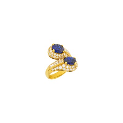 Lot 28 - Bulgari Gold, Sapphire and Diamond Bypass Ring