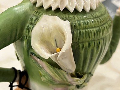 Lot 522 - James Hadley for Royal Worcester Porcelain Co. Aesthetic Movement Oscar Wilde Porcelain Teapot