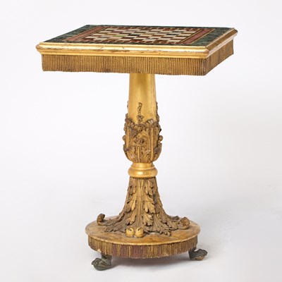 Lot 217 - Continental Carved Giltwood and Pietra Dura Games Table