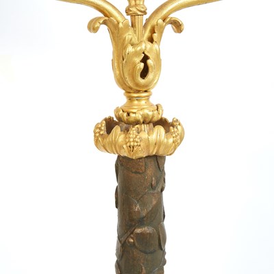 Lot 211 - Pair of Caldwell Style Gilt-Bronze and Composite Floor Lamps