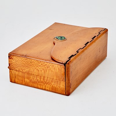 Lot 568 - Russian Birchwood Case with Enameled Gold Clasp