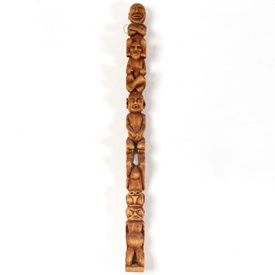 Lot 442 - Jaffee's intricately hand-carved totem pole, snakes, walking sticks, and more