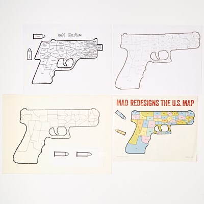 Lot 434 - A pro-gun control rear cover illustration - "MAD redesigns the U.S. map"