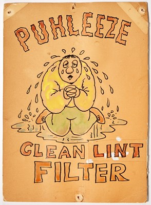 Lot 437 - A handmade laundry dryer sign by Jaffee - "Puhleeze Clean Lint Filter"