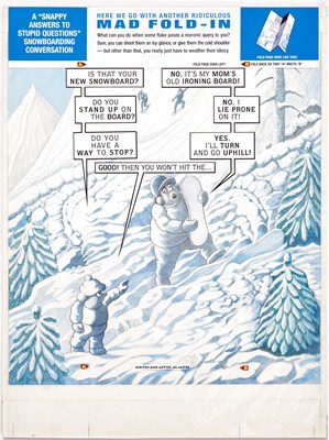 Lot 323 - Fold-In - A Snappy Answers to Stupid Questions Snowboarding Conversation with preliminary sketches