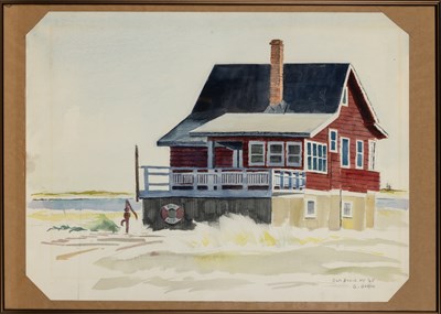 Lot 400 - An early watercolor by Jaffee of a beach house on Long Island