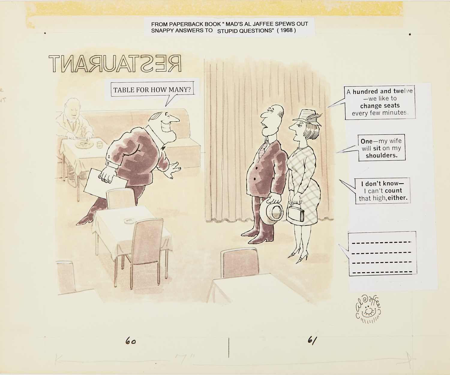 Lot 415 - A restaurant-themed "Snappy Answers to Stupid Questions"