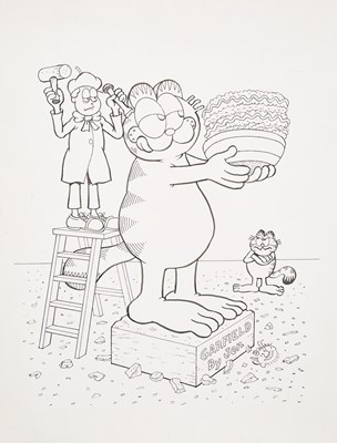 Lot 394 - Jaffee's draws a monument to Jim Davis' creation, Garfield