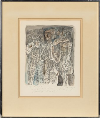 Lot 363 - Two hand-colored prints by Mexican artist and illustrator José Luis Cuevas